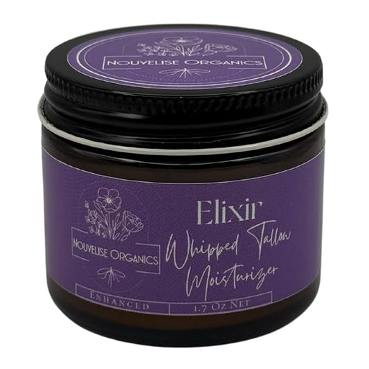 Elixir - Whipped Tallow Moisturizer - Lavender, Cistus, Cedarwood - 100% Natural Grass-Fed Tallow & Organic Jojoba. Chemical-Free. Face & Body for Dry, Sensitive & Eczema-Prone Skin. 1.7 oz