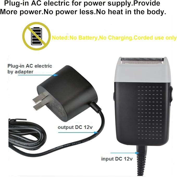 Corded Electric Foil Shaver,Professional Close Shave Razor,Bald Head Shavers for Men,Barber Shop Fade Style Clipper,Face Stubble Beard Smooth Trimmer,12v Powerful Motor,Only Corded Use