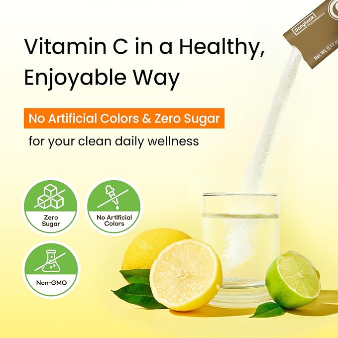 Vita Pop Vitamin C 2,000mg Korean High-Potency Daily Portable Zero Sugar Lemon Flavor Vitamin D & Biotin for Adults & Kids – Vitamin C Supplement for Immune Support, 30 Packets