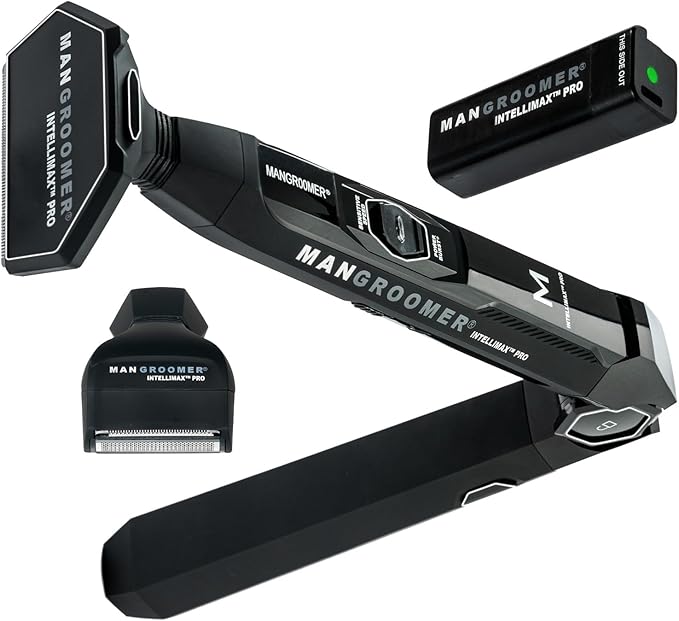 MANGROOMER - INTELLIMAX PRO - New Back Shaver with 2 Shock Absorber Flex Heads, Power Hinge, Extreme Reach Handle and Advanced 2.7" Extra-Wide Blade Design (Version 3.0)