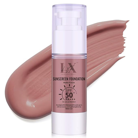 Tinted Face Sunscreen - Waterproof & Lightweight Liquid Foundation with SPF 50++, 3-in-1 Full Coverage Foundation Smooths & Blurs Pores, 408 Deep