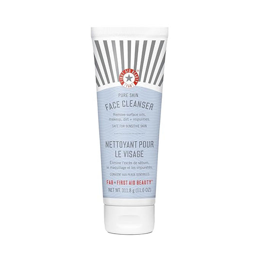 First Aid Beauty - Pure Skin Face Cleanser, Effectively Removes Makeup, Dirt, and Impurities, Gentle Cleanser Leaves Skin Soft & Supple, Safe for Sensitive Skin, Fragrance Free, 11 oz