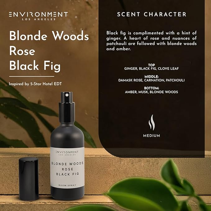 ENVIRONMENT Inspired by 5-Star Resort EDT Room Spray, 100ml Air Freshener (Blonde Woods | Rose | Black Fig) Home Fragrance Accessories, Room Perfume, Room Deodorizer, Vegan & Cruelty-Free