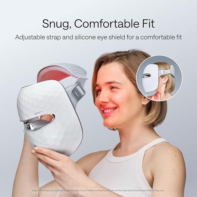 Ulike ReGlow LED Light Therapy Mask, Red Light Therapy for Face, 4 Modes with Red, Blue, Yellow & Infrared Lights for Reduce Acne & Anti-Aging, Eye-Protection, 272 Beads, Remote Control,White