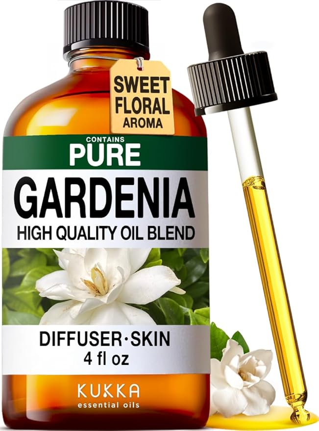 KUKKA Gardenia Essential Oils - 4 Fl Oz - for Hair, Skin, Diffuser, Aromatherapy & DIY Soap Making Scent