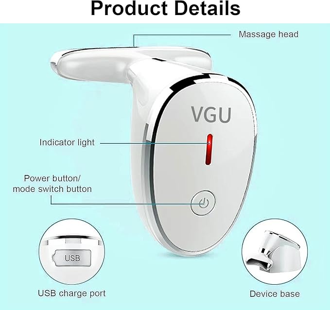 Face Massager, Facial Neck Care Tool with Vibrating Heating Mode, Portable Handheld Gift White