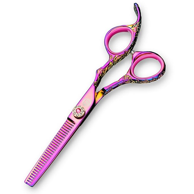 Saki Shears Kohana Thinning Shears for Professionals - Pink - Japanese Steel 440C - Pink Texturizing Scissors for Hairdressers