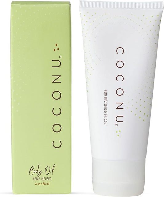 Coconu Hemp Infused Moisturizing Oil | Organic Coconut Oil Formula | Nourishing Skin Oil | Fragrance-Free | 3 oz