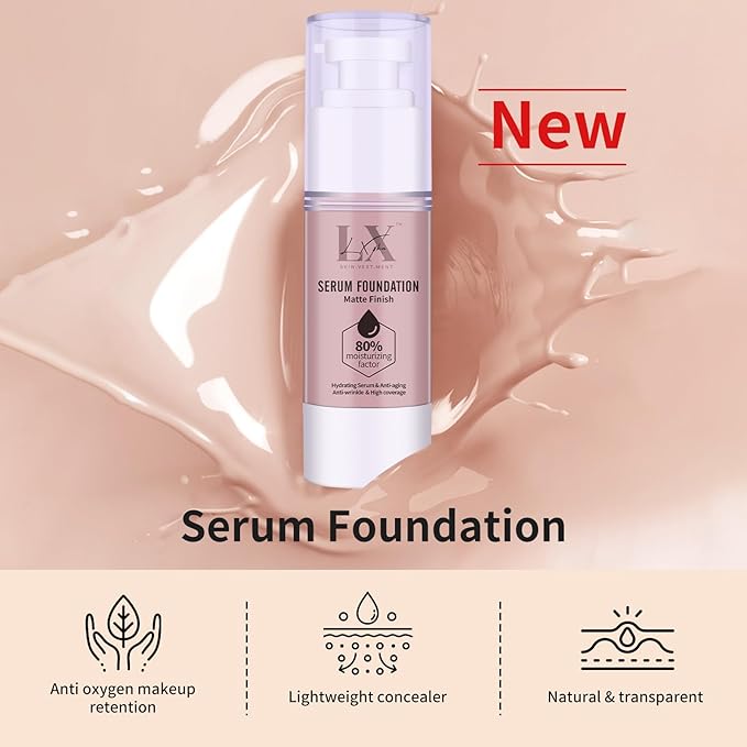 Moisturizing Foundation with 1% Hyaluronic acid, Deep Hydration & High Coverage Serum Foundation for A Smooth & Satin Finish, 209 Medium