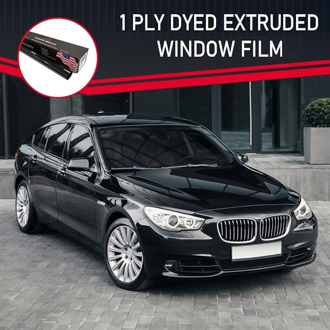 United Professional Window Tint 3% VLT 36" in x 100'Ft 1Ply Dyed Film Upgraded - Privacy Window Tint for Car, Home, Blocks UV/IR Rays, Reduce Heat & Glare - Adhesive Window Film Standard Black Color