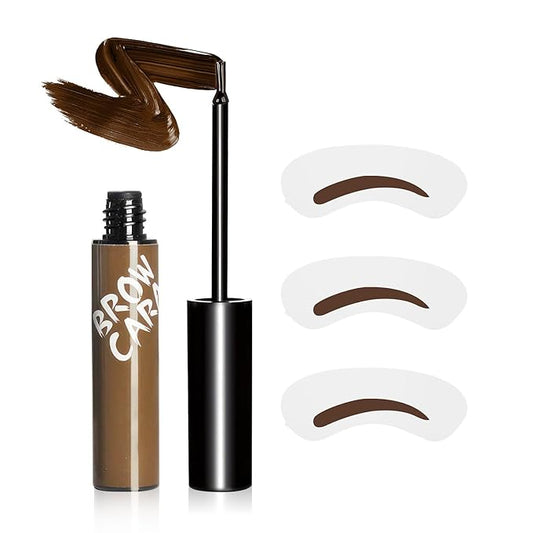 Brow Tattoo Peel Off Tint - Brow Gel Eyebrow Tattoos Waterproof, Eyebrow Gel Tint with Eyebrow Stencils Long-Lasting Makeup, Eye Brow Pencils Create Full Voluminous Brows for Women (Light Brown)