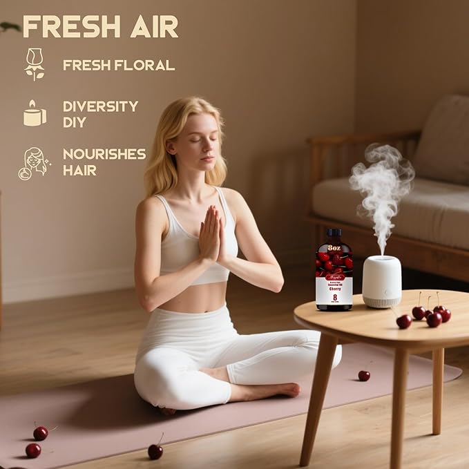 Cherry Fragrance Oil-Cherry Essential Oil 8.33oz (250ml)-100% Pure Natural Scent for Diffusers, Candles, Soap Making & Aromatherapy-Relaxing Home & Gift Essential Oil for Bath, Massage