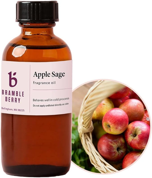 Bramble Berry Apple Sage Fragrance Oil 2 oz | Crisp Fruity Herbal Scent for Soap Making, Candles, Bath Bombs, Lotion & Body Care | Skin Safe, Vegan, Paraben & Phthalate Free, DIY Craft Essential