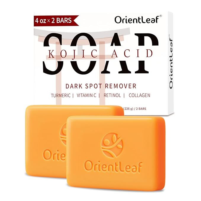 Kojic Acid and Turmeric Soap for Dark Spots Remover, Brightening, Hyperpigmentation for Face, 4oz x 2 BARS