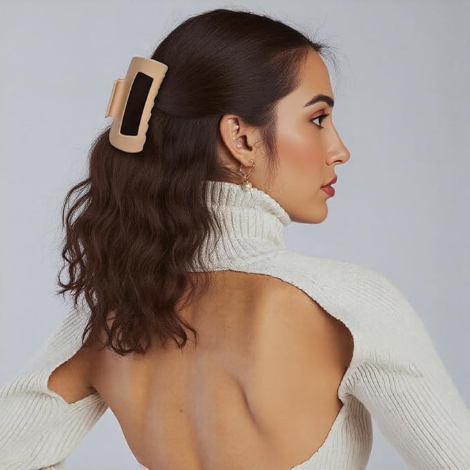 Silicone Hair Clips, Cloud Hair Pins for Women, 3.9 inch Soft Hair Claw Clip for Thick/Fine/Thin/Curly Hairstyle, Khaki 2 Pack