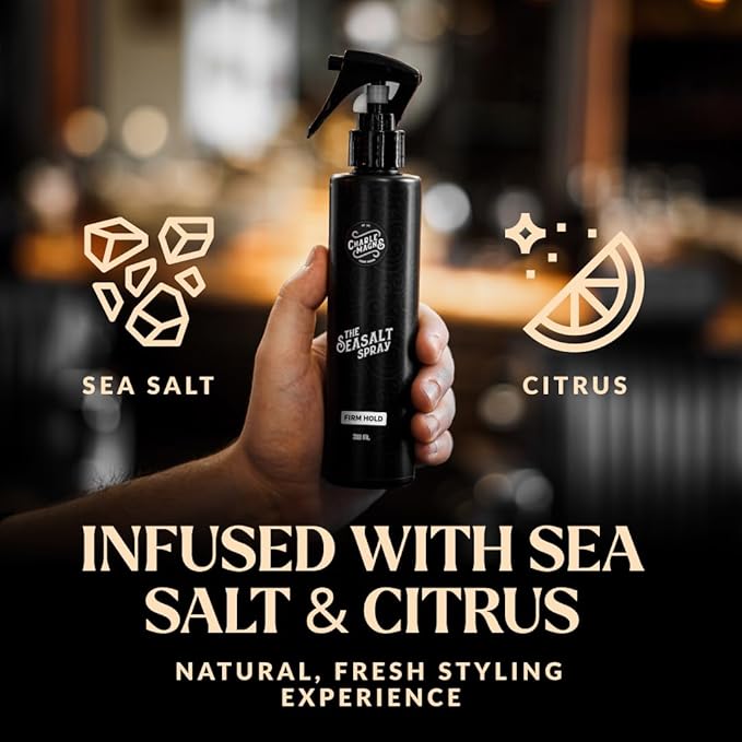 Charlemagne Sea Salt Spray for Men - 6.76 fl oz, 2 Pack - Sea Salt Hair Texture Spray for Beach Hair Waves & Volume, Matte Hold & Heat Protection - Made in Germany