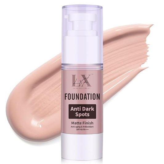 Anti-Dark Spot Liquid Foundation - Collagen Serum Foundation Infused with 2% Niacinamide, High Coverage For A Smooth & Satin Finish, 107 Light