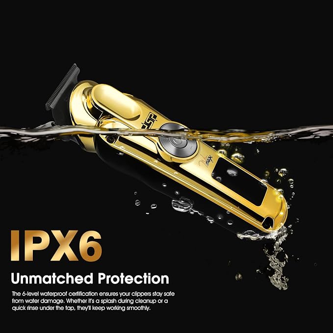 DSP Men's Grooming Kit, Beard Trimmer for Men, Nose Trimmer, Body Trimmer, Foil Shaver, T-Blade, Mustache, Cordless Hair Trimmer, IPX6 Waterproof,2 Speeds Adjustable, Gift for Men (Gold)