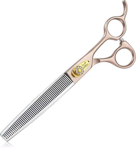 JASON 7.5" Dog Grooming Scissors - Professional Thinning Shear with 54 Teeth Japanese 440C Stainless Steel Blender Scissor for Dogs, Cats and Other Animals Christmas Gift