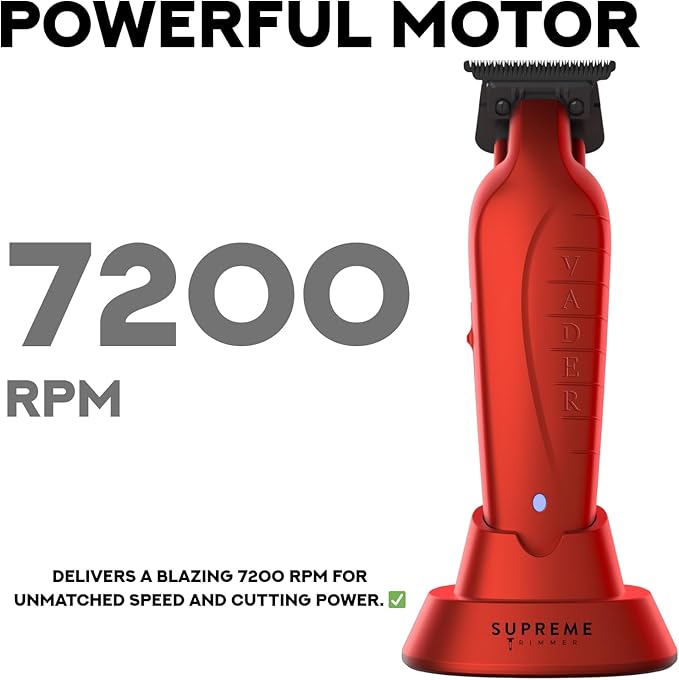 Supreme Trimmer Vader ST3778 – Professional Cordless Barber Liner | 210 Min Runtime, 7000 RPM Motor, Zero Gap DLC T-Blade, USB-C Fast Charging | Beard, Hair & Body