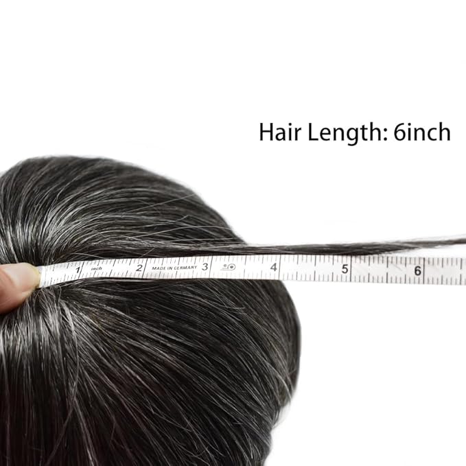 Mens Toupee Human Hair Piece French Lace Toupee for Man Hair System Indian Human Hair Replacement Systems V-Looped PU Front Hairpieces 7"X9" #1B30 1B# OFF BLACK WITH 30% SYNTHETIC GREY