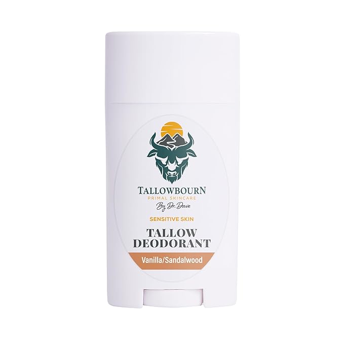 Dr. Dave's Primal Essence Tallow Deodorant - Aluminum and Baking Soda-Free - Helps Manage Body Odor and Sweat - Vanilla and Sandalwood Deodorant for Men and Women - 3 oz