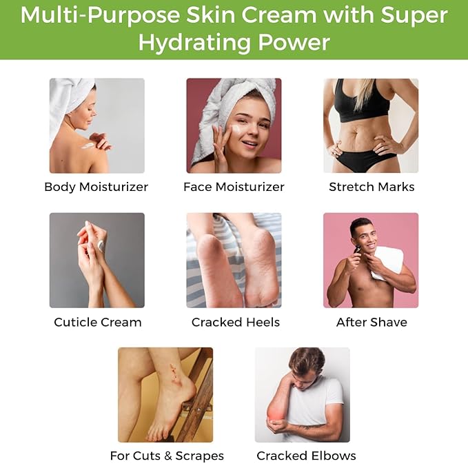 RaGaNaturals Mango Butter Moisturizing Hand & Body Cream for Dry to Very Dry, Sensitive Skin - Natural Vitamin E Face Cream - Non-Comedogenic, Unscented Lotion for Dry Skin for Women, Men, Baby - 8 Oz