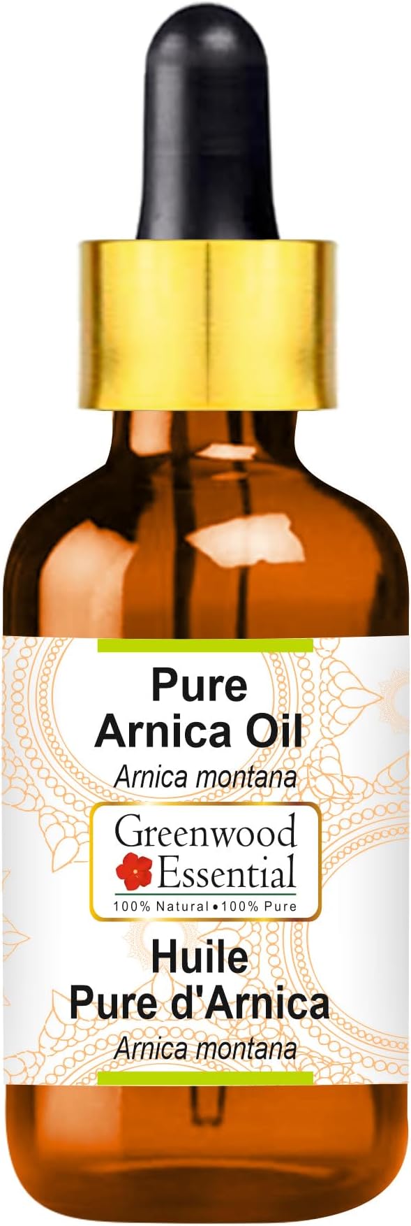 Greenwood Essential Pure Arnica Oil (Arnica montana) with Glass Dropper Premium Therapeutic Grade for Hair, Skin & Aromatherapy 10ml(0.33 oz)