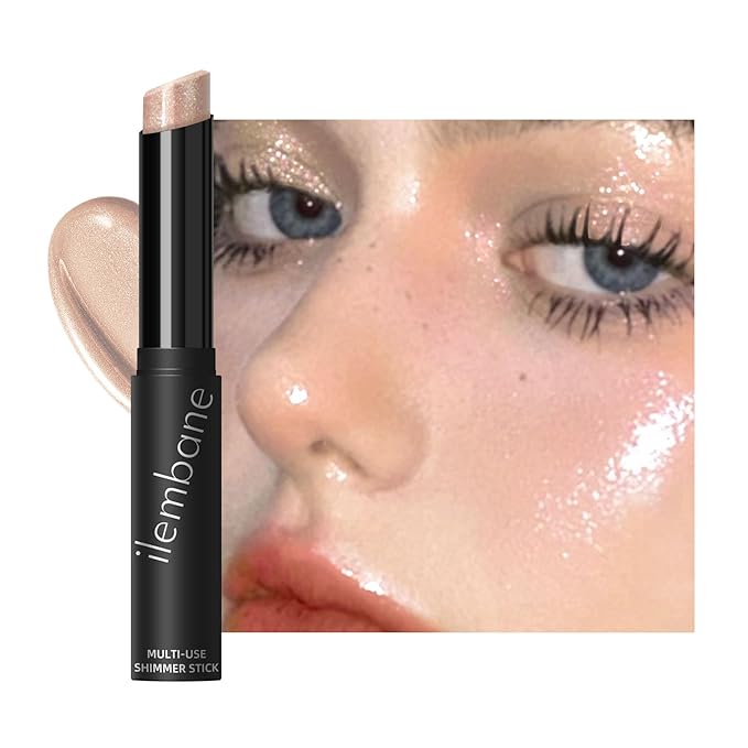 Shimmer Eyeshadow Stick Creamy Highlighter for Eyes, Lips Cheeks Long Lasting, Moisturizing, Multi Use High Pigment Glow for Day Night, Micro Pearls, Champagne Undertone (Stardust Sparkle)