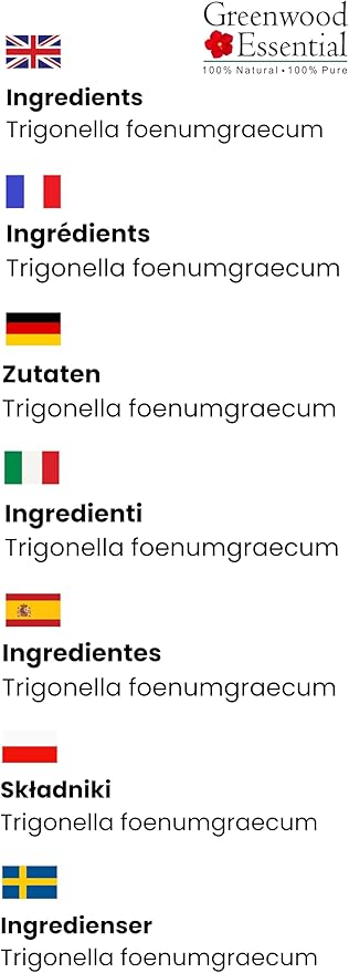 Greenwood Essential Fenugreek (Methi) Oil (Trigonella foenumgraecum) | Cold Pressed | Natural | Undiluted | For Diluting Essential Oils | For Hair, Skin & Massage | Men & Women | 200ml (6.76 oz)