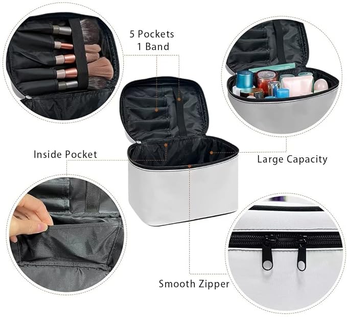 JoyLamoria Lightweight Cosmetic Case Travel Makeup Bag Cosmetic Pouch Tote Purse Cosmetic Bag with Floral Hippo Print