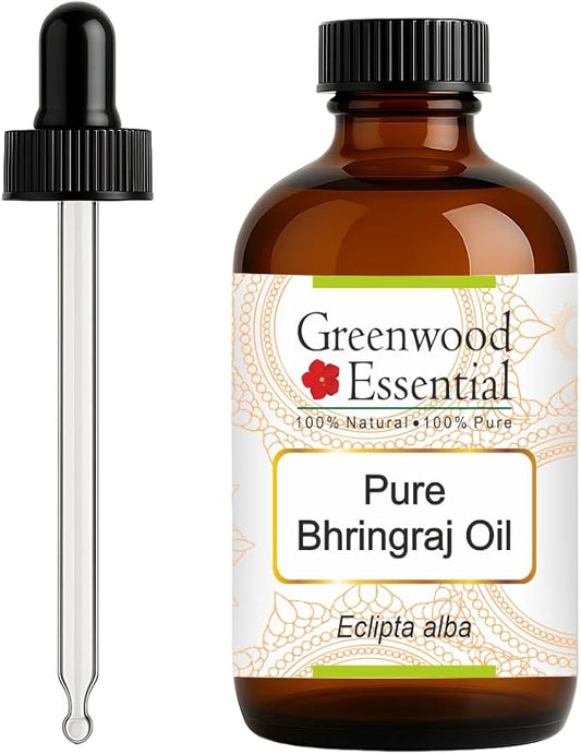 Greenwood Essential Pure Bhringraj Oil (Eclipta alba) with Glass Dropper 120ml (4 oz)