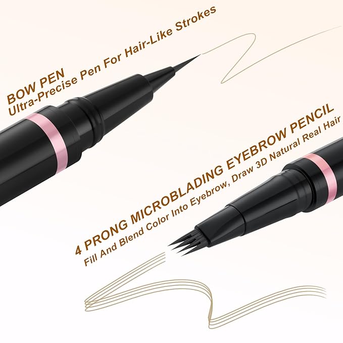 Eyebrow Pencil,2-in-1 Waterproof Eyebrow Pen with 4 Tip Brow Pen and Ultra-Precise Brow Pencil,with Dual-ended Eyebrow Brush,Eyebrow Makeup for Natural Looking Eyebrows - Blonde