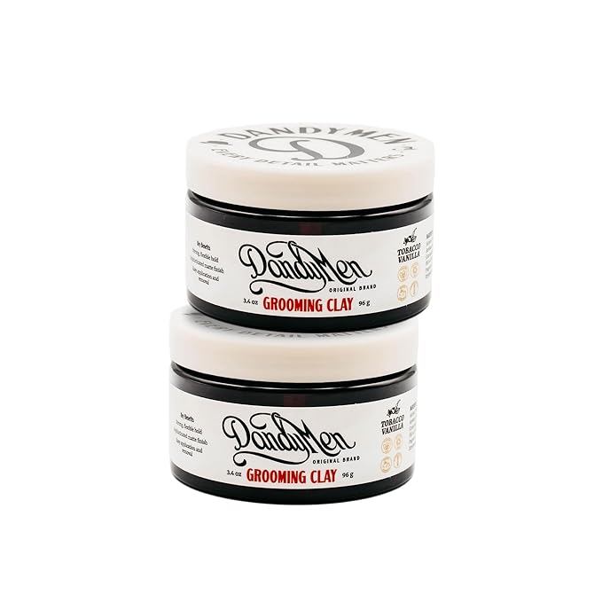 Grooming Clay – Strong Hold, Natural Matte Finish, and Flexible Styling with Kaolin Clay & Beeswax – Tobacco Vanilla Scent – 3.4 oz (2-pack)