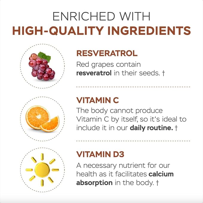 Hydrolyzed Collagen Peptides Powder with Vitamin C & Resveratrol - Hair, Skin and Nails Vitamins for Women & Men - Bone and Joint Supplement - Chocolate Flavored - 16 oz