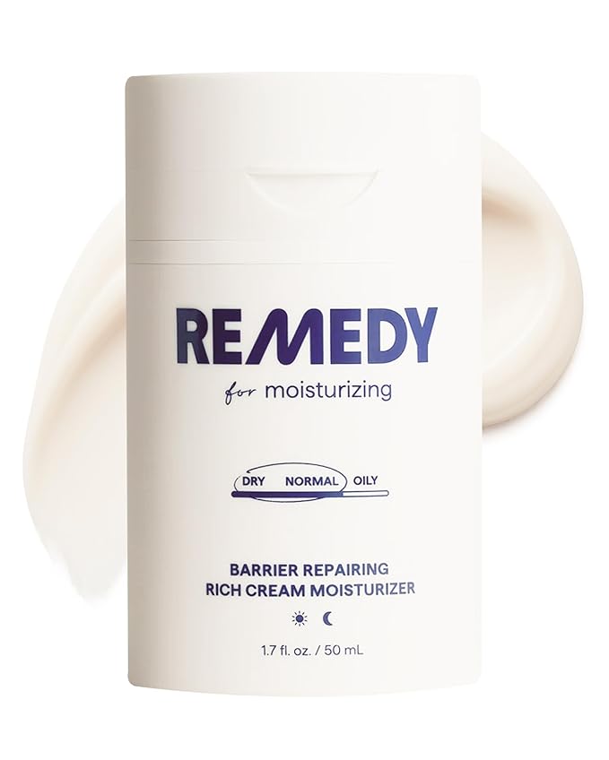 Remedy for Rich Moisture - Barrier Repairing Rich Cream Moisturizer for Normal to Dry Skin - Quadruple Ceramide Complex, Peptides, Squalane, Glycerin- By Dermatologist Dr. Shah, 1.7 fl. oz