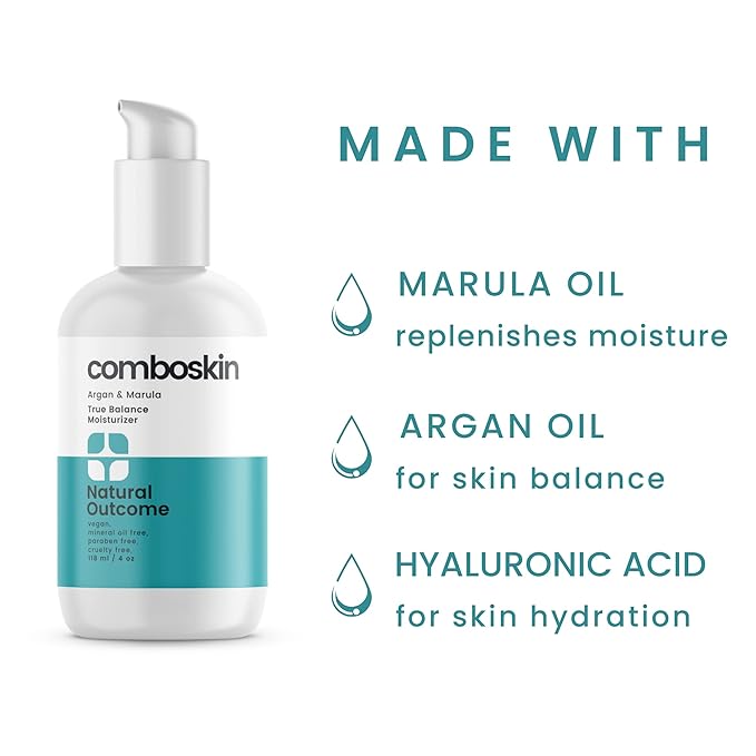 natural outcome Combination Skin Facial Moisturizer Cream | True Balance Daily Facial Moisturizing Lotion with Argan & Marula Oil | 4 oz