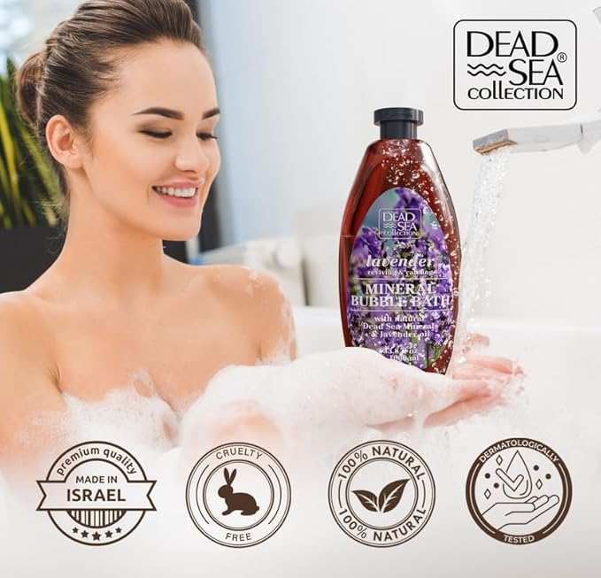 Dead Sea Collection Bubble Bath for Women and Men - with Lavender Oil and Pure Minerals - Nourishing and Moisturizing Skin - 33.8 Fl. Oz