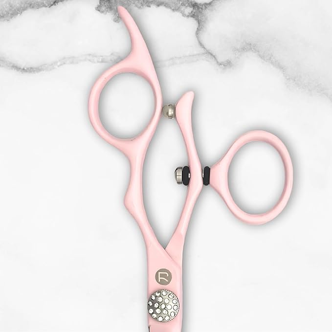 Pink Hair Scissors for Professional Use - Japan 440C Stainless Steel w/Pink Titanium Finish - Sharp, Durable (5.5" Swivel Thinning Shears)