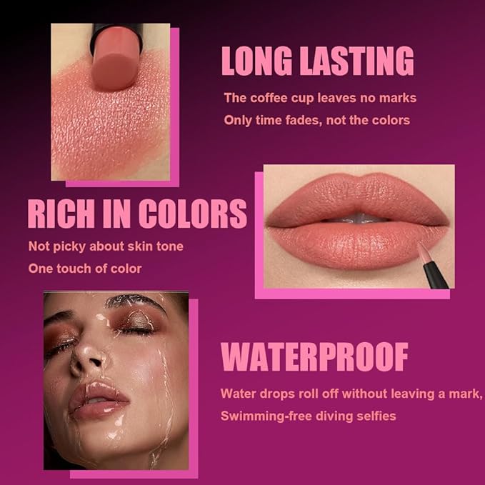 AMY'S DIARY 2Pcs Nude Matte Lipstick and Lip Liner Combo, Lip Liner and Lip Stick Kit for Women, Matte Lip Pencil and Smooth Hydrating Lipstick, Non-Stick Lip Makeup Set (01#Dusty Rose)