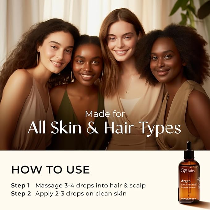 Gya Labs Argan Hair Oil - 3.4 Fl Oz - for Scalp Health, Strengthens & Protection from Damage