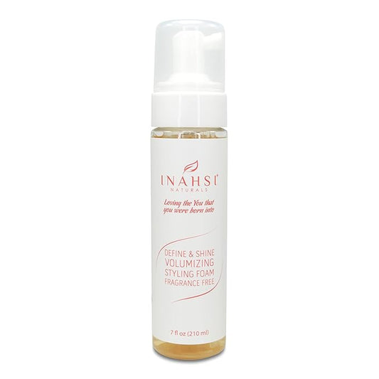 INAHSI Define & Shine Volumizing Styling Foam for Curly and Natural Hair | Fragrance-Free Hair Product for Women, Men, and Kids | For Naturally Curly Hair | 7.5oz, Made in the USA