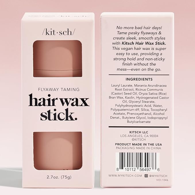 Kitsch Hair Wax Stick for Women & Men - Hair Slick Back Stick, Anti-Frizz and Fly Away Hair Tamer, No Residue Hair Finishing Stick for Flyaways, All Day Hold Styling Product for Smoothing Hair Strands