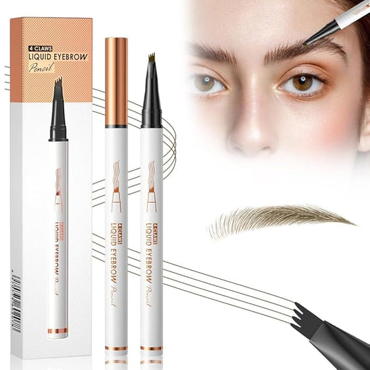 Eyebrow Pencil, Microblading Eyebrow Pencils for Women, Premium Magic 3D Waterproof Microblading Eyebrow Pen 4 Fork Tip Tattoo Pencil, Eye Brow Makeup Long-Lasting for Women (Light Coffee)