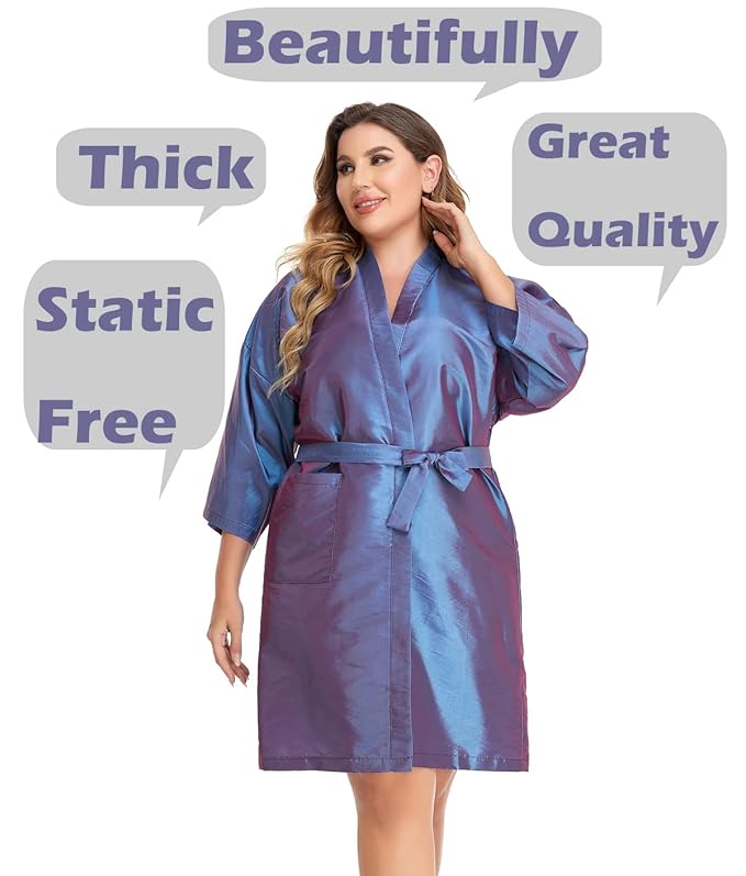 PERFEHAIR Salon Client Gown Robes Cape, Hair Salon Smock for Clients- Kimono Style (Purple)