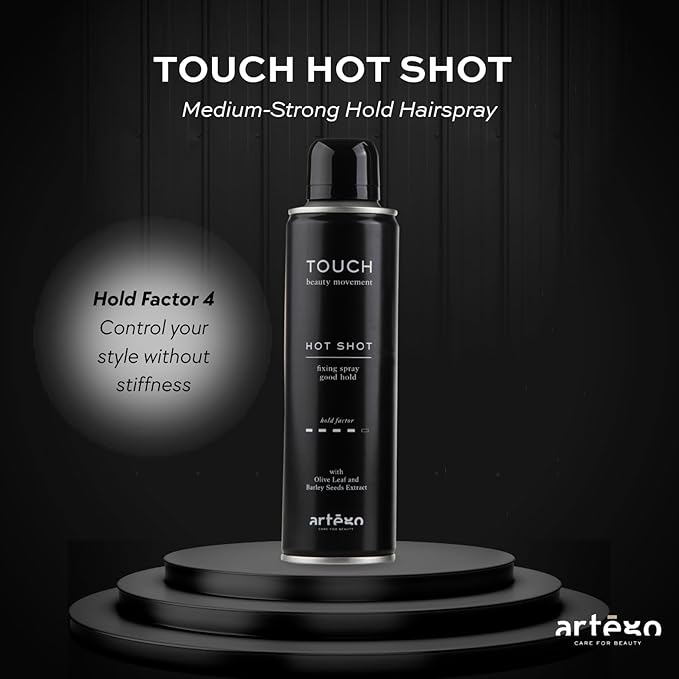 Artègo TOUCH Hot Shot Hairspray (8.5 fl oz) – Medium to Strong Hold Finishing Spray for Long-Lasting, Frizz-Free Styles