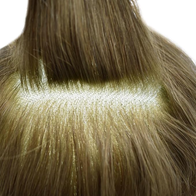 FACE MIRACLE Hair System for Men French Lace Mens Toupee Human Hair Replacement System Lace with PU Toupee for Men Male Hair Piece Wigs 8"X10" #720 7# VERY LIGHT BROWN WITH 20% SYNTHETIC GREY