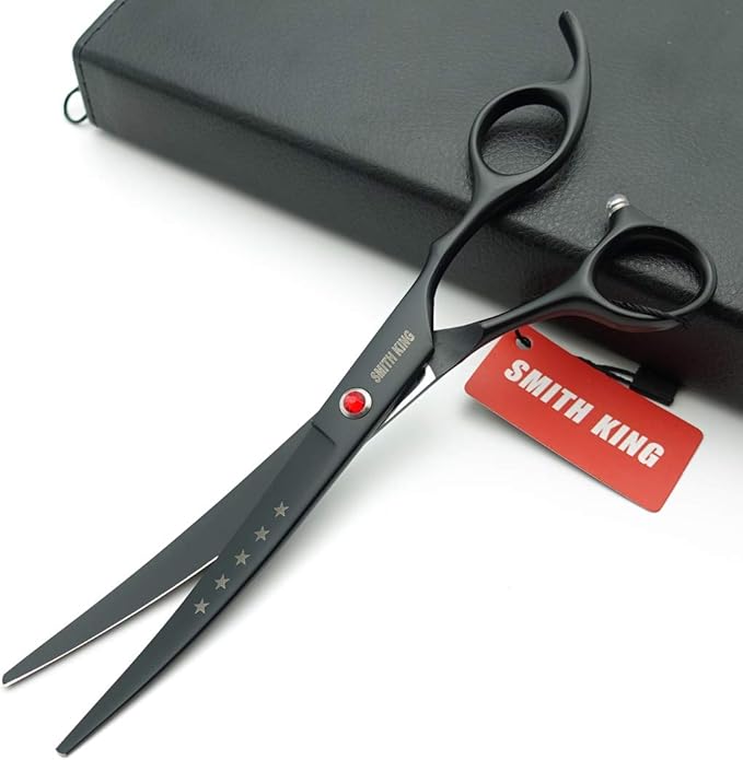 7.0in Professional Pet Grooming Scissors set,Straight & Thinning & Curved scissors 4pcs set for Dog grooming (Matt Black)