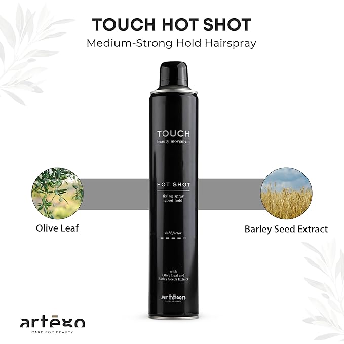 Artègo TOUCH Hot Shot Hairspray (16.9 fl oz) – Medium to Strong Hold Finishing Spray for Long-Lasting, Frizz-Free Styles