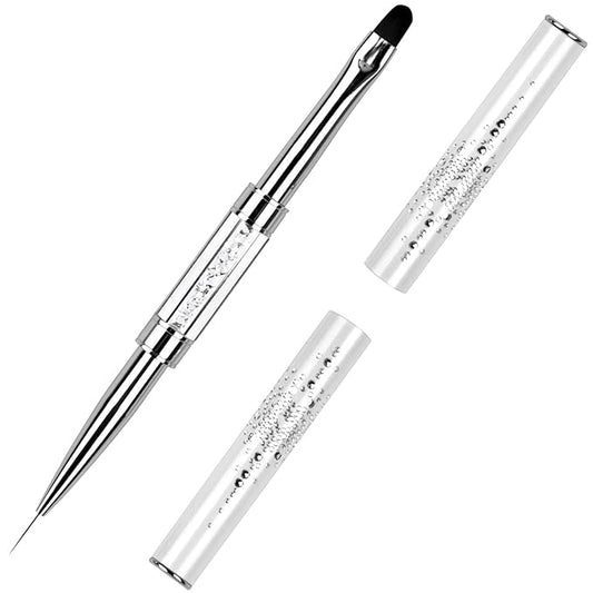 1Pcs Dual-ended Nail Design Brush Rhinestone Handle UV Gel Nail Brush Professional Nail Art Tools